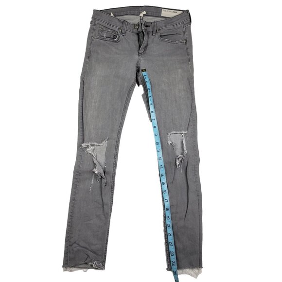 rag & bone Grey Skinny Jeans Size 27 Raw Hem Distressed Low Rise Grunge Denim - Picture 15 of 16